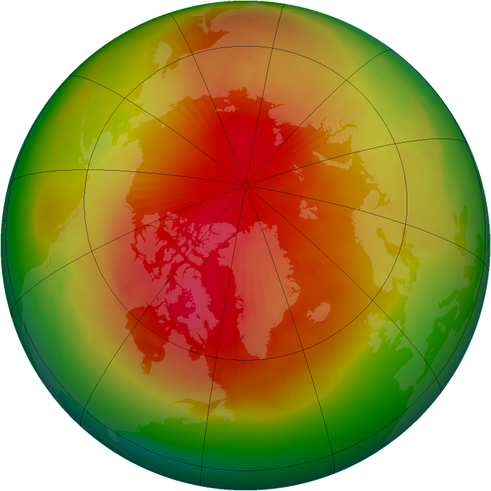 Arctic ozone map for March 1989